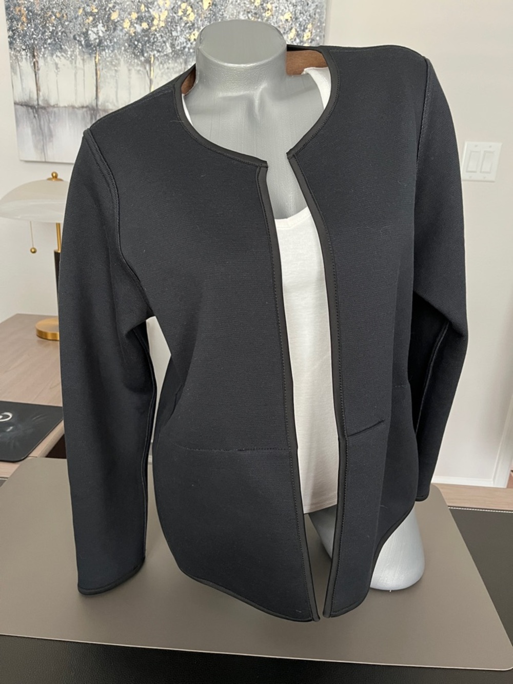 J. Jill Black Reversible Open-Front Collarless Jacket NWT